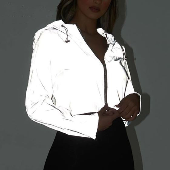 Reflective  Spring Jacket Crop Top