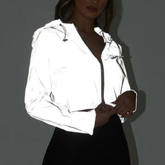 Reflective  Spring Jacket Crop Top