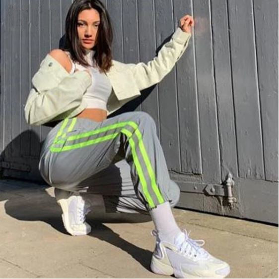 Reflective Neon Stripe Cargo Pants