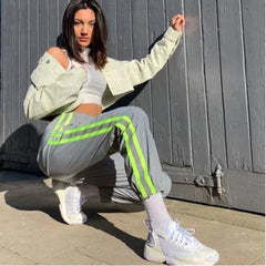 Reflective Neon Stripe Cargo Pants