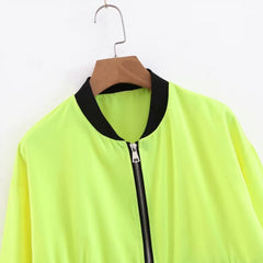 Neon Crop Top Bomber Jacket
