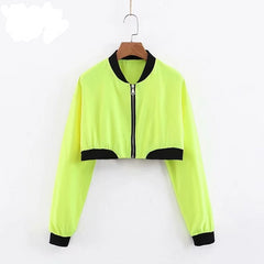 Neon Crop Top Bomber Jacket