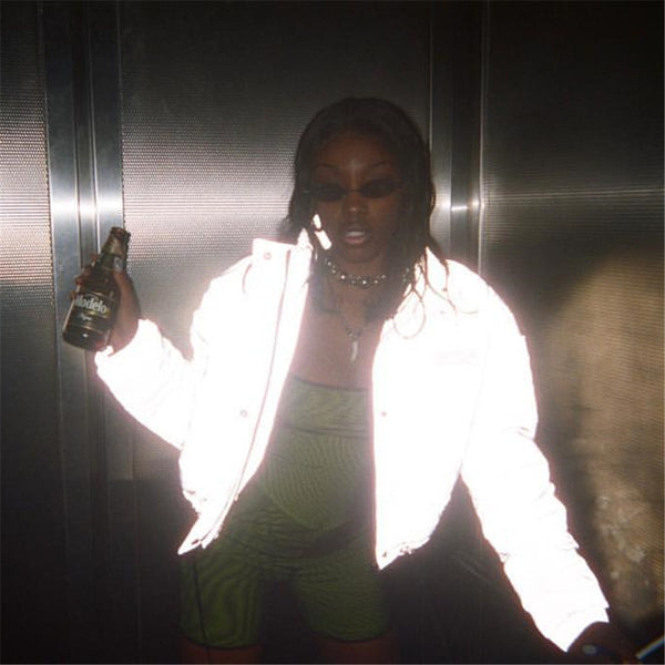 Reflective Oversize Cotton Crop Top Jacket
