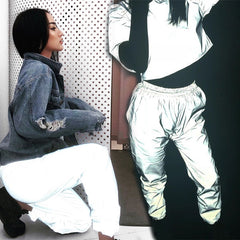 Reflective Elastic Jogger Pants
