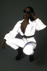 Reflective Crop Top & Cargo Pants Tracksuit