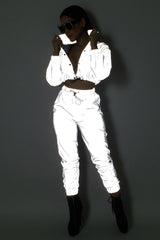 Reflective Crop Top & Cargo Pants Tracksuit