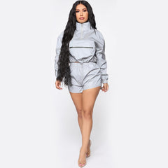 Reflective Windbreaker Zip Jacket