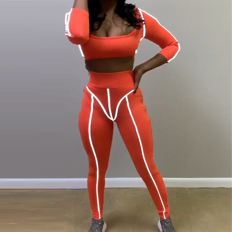 Neon Orange Reflective Crop Top