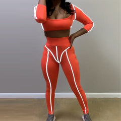 Neon Orange Reflective Crop Top