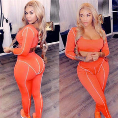 Neon Orange Reflective Crop Top