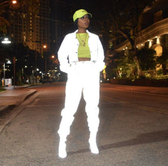 Reflective Crop Top & Cargo Pants Tracksuit