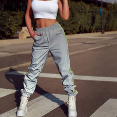 Reflective Neon Stripe Cargo Pants
