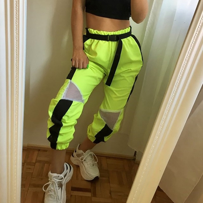Neon Streetwear Cargo Pants